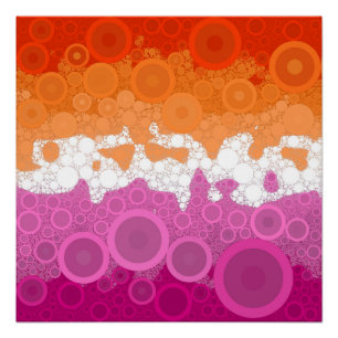 Pôster Bandeira do Orgulho Lésbico Abstrato Groovy Boêmio