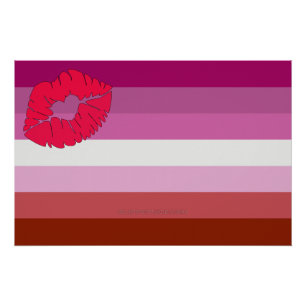 Pôster bandeira do orgulho lésbico batom SlipperyJoe femi