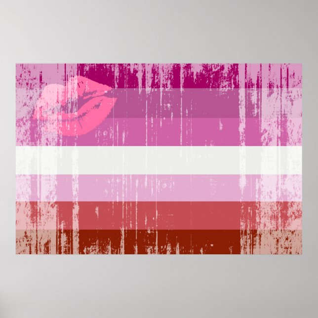 Poster Bandeira do Orgulho Lésbico de Batom (Frente)