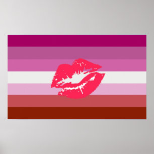 Pôster Bandeira do Orgulho Lésbico de Batom