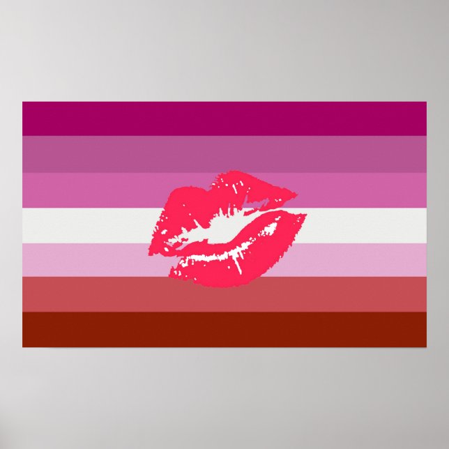 Pôster Bandeira do Orgulho Lésbico de Batom (Frente)