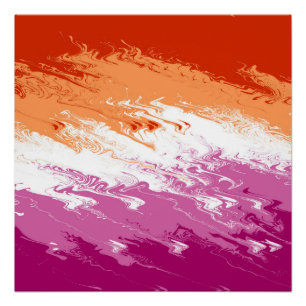 Pôster Bandeira do Orgulho Lésbico do Abstrato de Groovy,