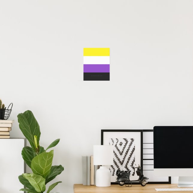 Poster Bandeira do Orgulho Não Binário SlipperyJoe's amar (Escritório em casa)
