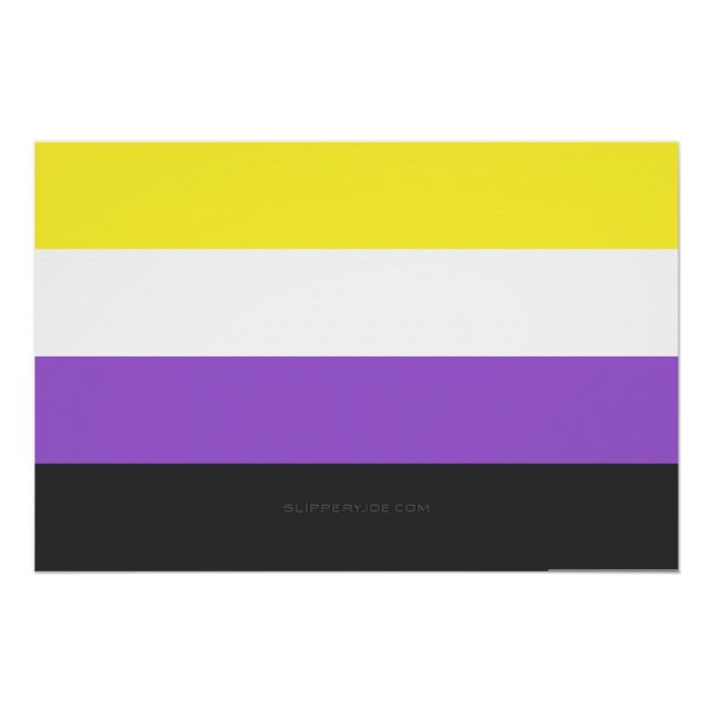 Pôster Bandeira do Orgulho Não Binário SlipperyJoe's amar (Frente)