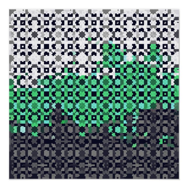 Pôster Bandeira do Orgulho Neutrois Abstrata Pixelada Tri (Frente)