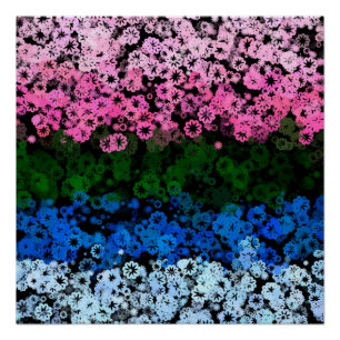Pôster Bandeira do Orgulho Omniromântico Floral Fofo Retr