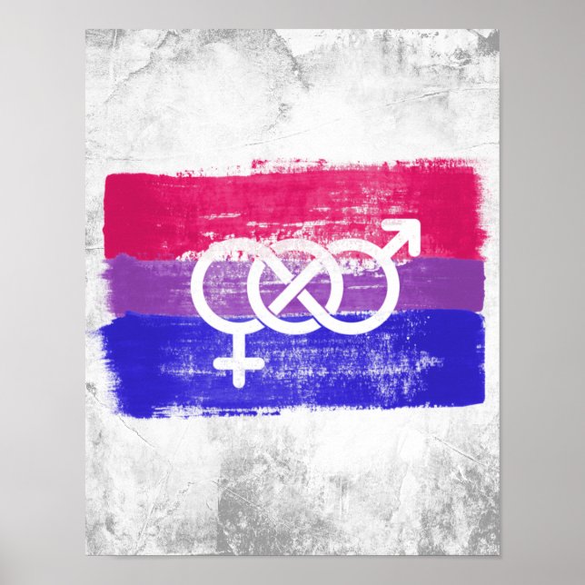 POSTER BANDEIRA DO ORGULHO SÍMBOLO BISSEXUAL PINTADA (Frente)