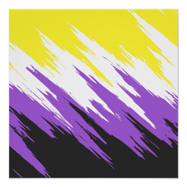 Pôster Bandeira do Orgulho ZigZag Funky Grunge Abstrato N (Frente)
