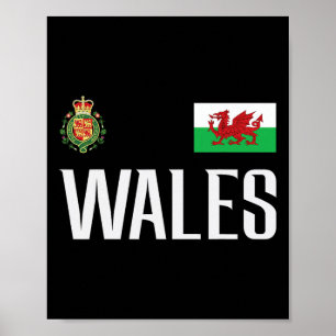 Poster Bandeira do País de Gales Fã de Futebol Masculino 