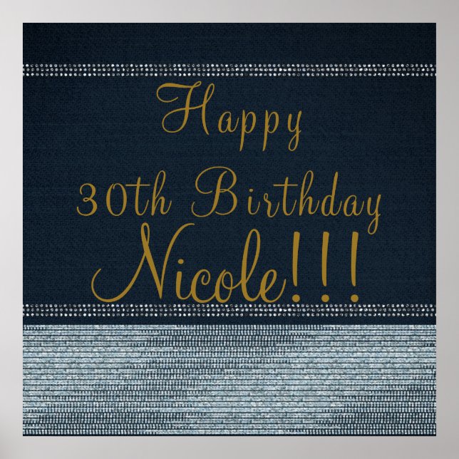 Pôster Bandeira do Partido Chic do Glam Bling de Denim &  (Frente)