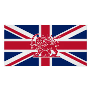 Pôster Bandeira do Patrimônio Britânico-Iraniano Leão e