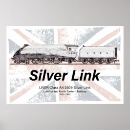Poster Bandeira do perfil da locomotiva Silver Link LNER