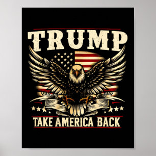 Poster Bandeira Do Retro Trump 2025 Dos Eua Leva A Águia 