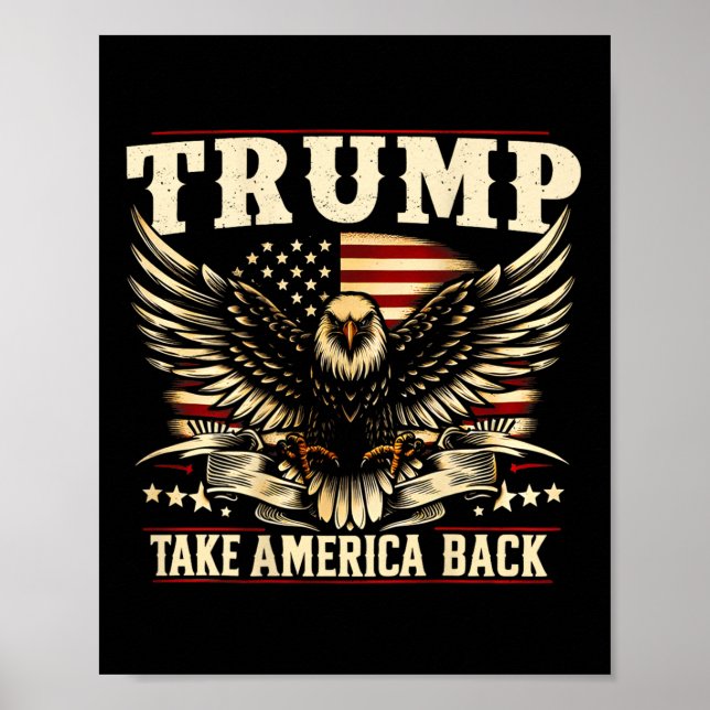 Poster Bandeira Do Retro Trump 2025 Dos Eua Leva A Águia  (Frente)