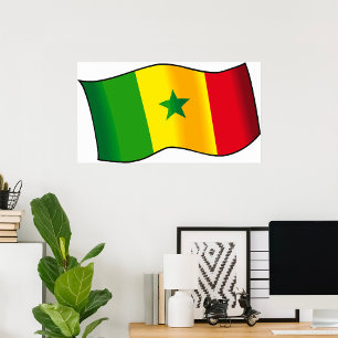 Poster Bandeira do Senegal Orgulho Senegalês Verde Amarel