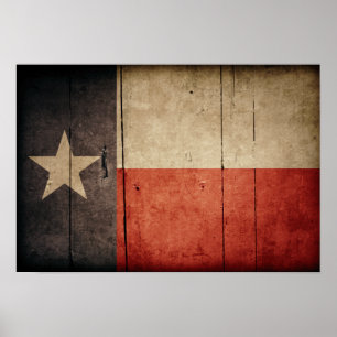 Pôster Bandeira do Texas de madeira robusta