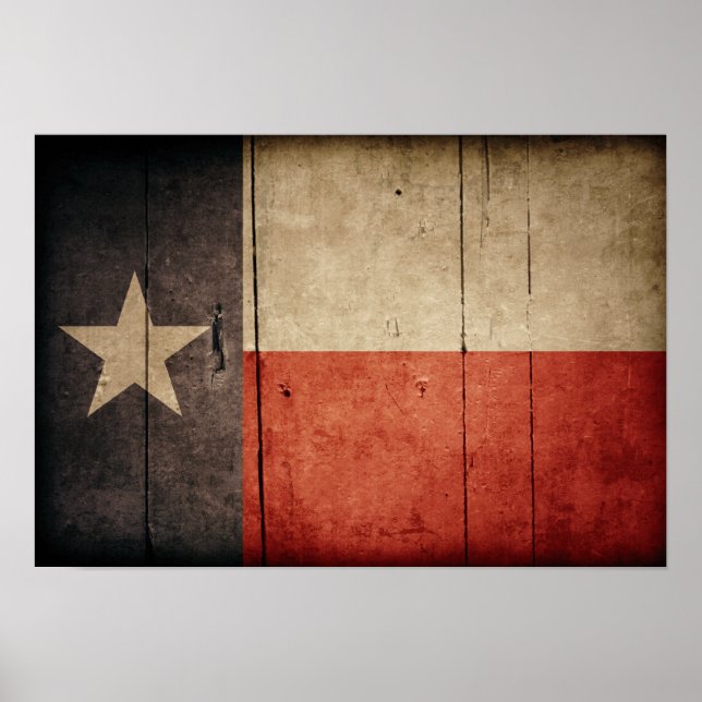 Pôster Bandeira do Texas de madeira robusta (Frente)