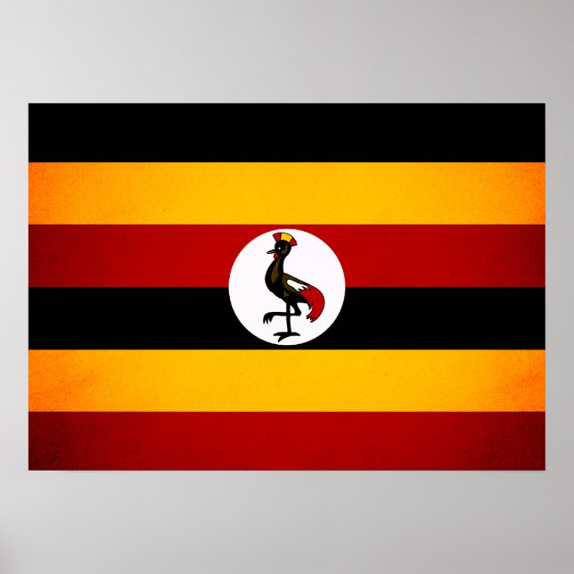 Pôster Bandeira do Uganda Monocromático (Frente)