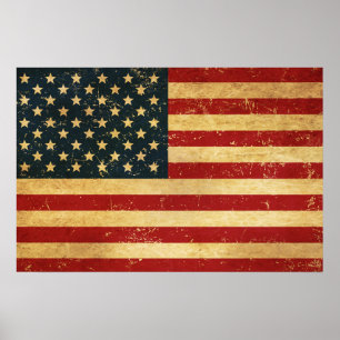 Poster Bandeira do USA Vintage Grunge