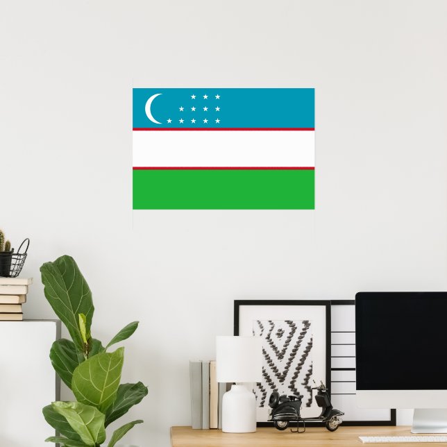 Poster bandeira do Uzbequistão (Escritório em casa)