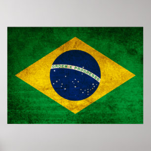 Pôster Bandeira do vintage de Brasil