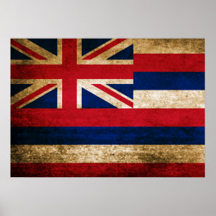 Poster Bandeira do vintage de Havaí