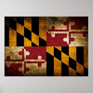 Pôster Bandeira do vintage de Maryland