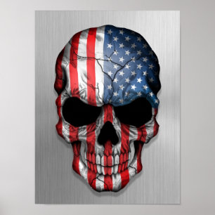 Poster Bandeira dos Estados Unidos em um gráfico de aço
