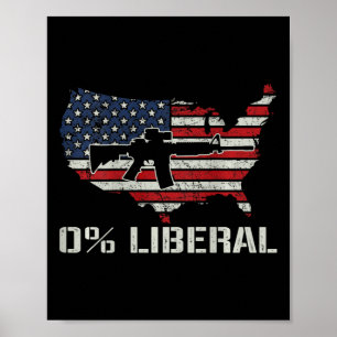 Poster Bandeira dos EUA 0% Liberal - Bandeira Ar15 Republ