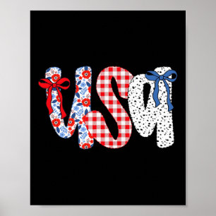 Poster Bandeira dos EUA 4 de Julho Coquette Laço Floral P