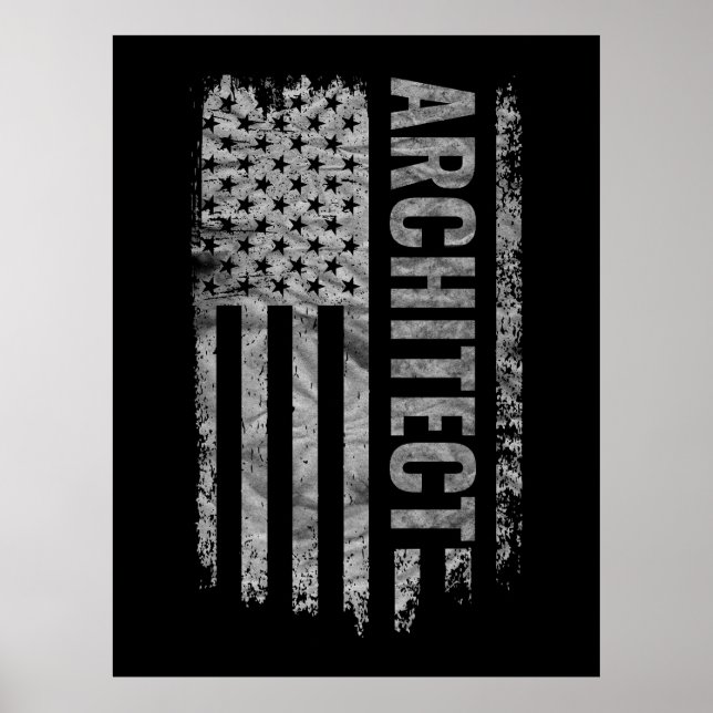 Poster Bandeira dos EUA Arquiteto design Distressed (Frente)