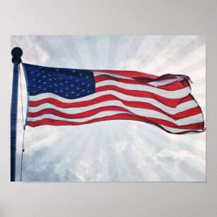Poster Bandeira dos EUA Arte Fotográfica com Listras em E