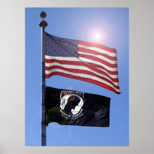 POSTER BANDEIRA DOS EUA & BANDEIRA DOS POW MIA