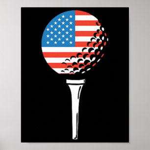Poster Bandeira dos EUA Camiseta de Golfe Americana Logo