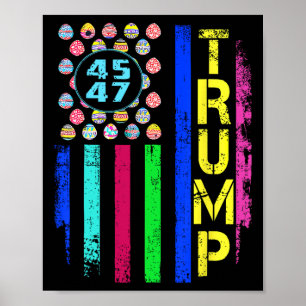 Poster Bandeira Dos Eua Com Ovos Engraçado Trump 45 47 Di