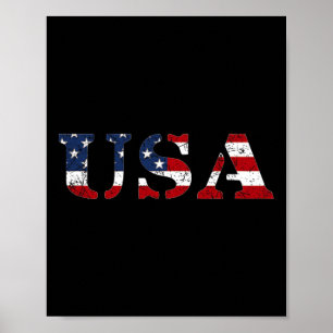 Poster Bandeira dos EUA Distressed Patriótica Quatro de J