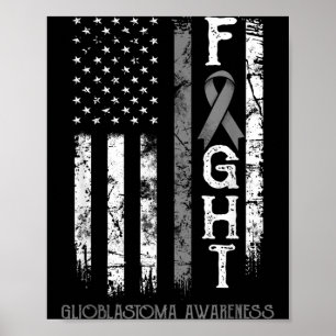 Poster Bandeira dos EUA do Guerreiro do Glioblastoma