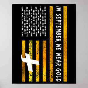 Poster Bandeira Dos Eua Em Setembro Vestimos Cancer De In