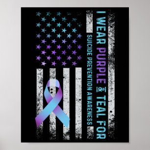Poster Bandeira Dos EUA Eu Uso Roxo E Azul Claro Prevençã