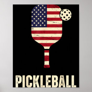 Poster Bandeira dos EUA jogador de pickleball amante de p