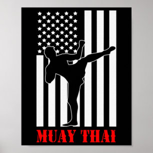 Poster Bandeira dos EUA Kickboxing Artes Marciais Lutador