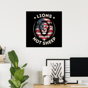 POSTER BANDEIRA DOS EUA, LEÕES NÃO OVELHAS