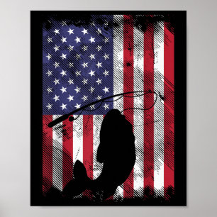 Poster Bandeira Dos EUA Peixe 4 De Julho Pescaria Patriot
