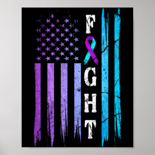 Poster Bandeira dos EUA Prevenção Conscientização Luta Us