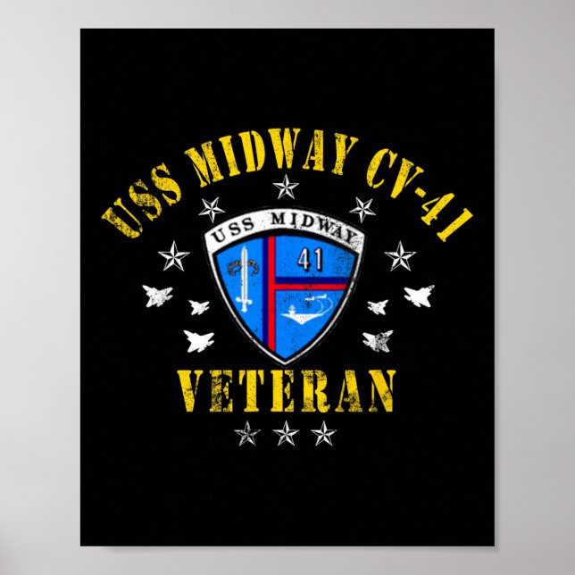 Poster Bandeira dos EUA Veterano Porta-Aviões Uss Midway  (Frente)
