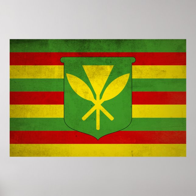 Poster Bandeira dos havaianos nativos (Frente)
