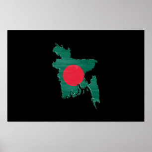 Poster Bandeira e mapa do Bangladesh