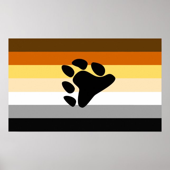 Poster Bandeira e pata do Orgulho Urso (Frente)