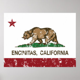 Pôster Bandeira Encinitas do estado de Califórnia