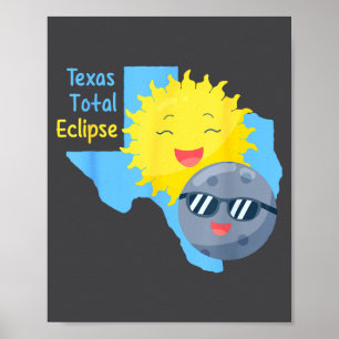 Poster Bandeira engraçada do Texas Eclipse Solar Total